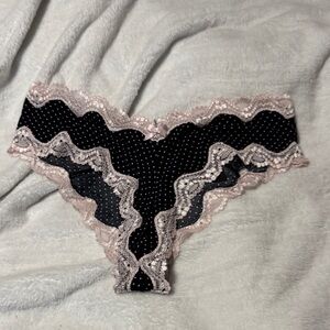 Victoria's Secret Black and Pink Lace Panties